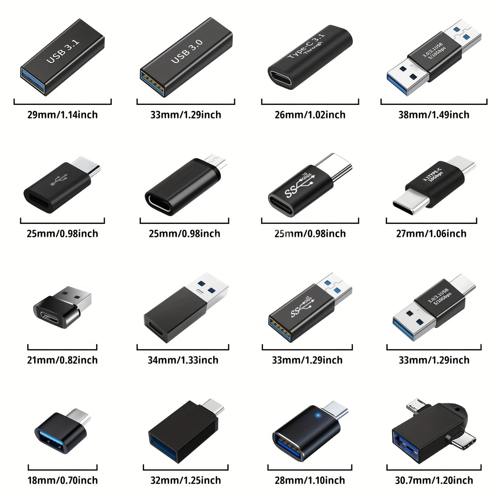 8-ნაწილიანი USB Type-C ადაპტერთა ნაკრები (USB-C, Lightning, Micro USB) — 7