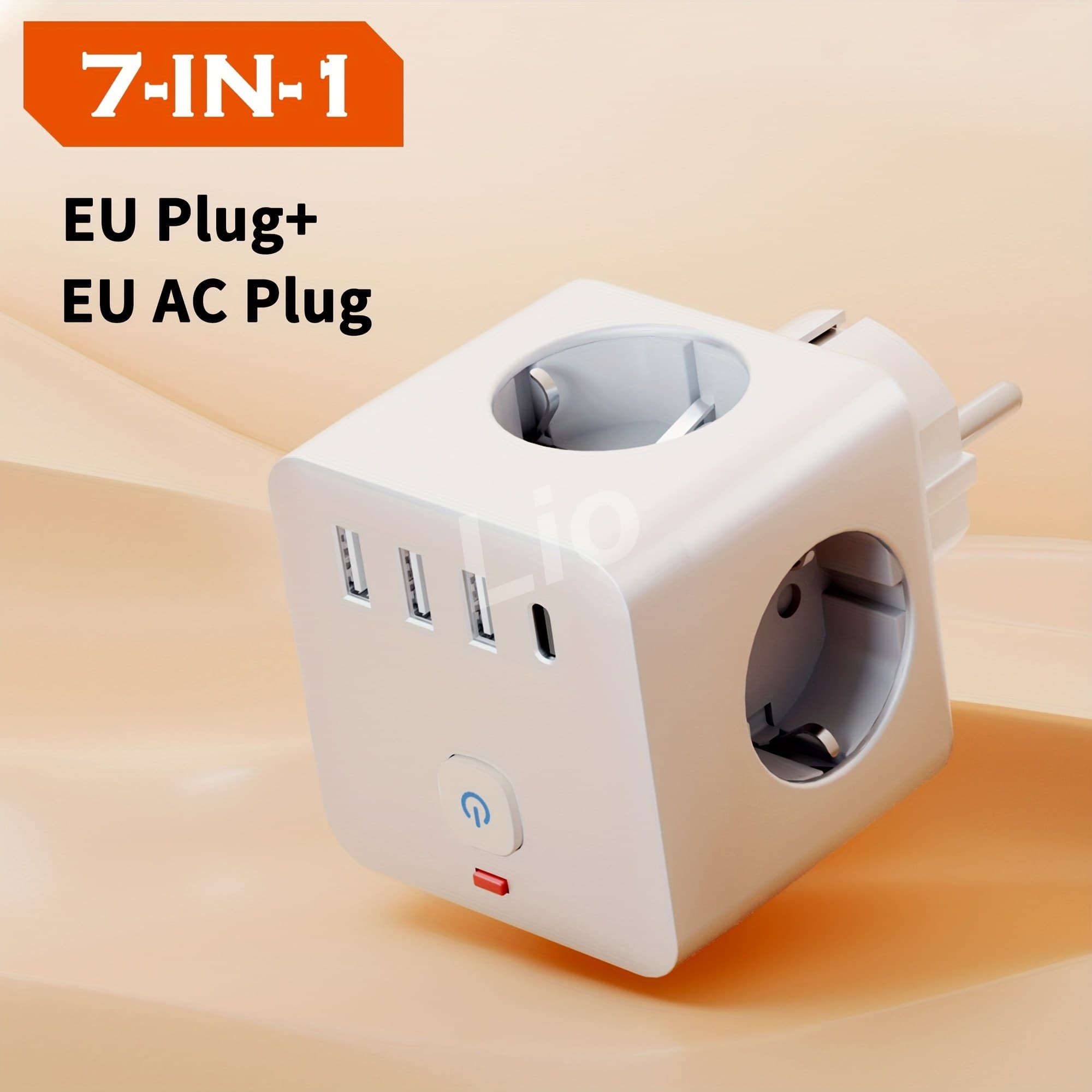 7-ის 1-ში კონვერტირებადი გამანაწილებელი 3 AC გასაღებით და 3 USB პორტით