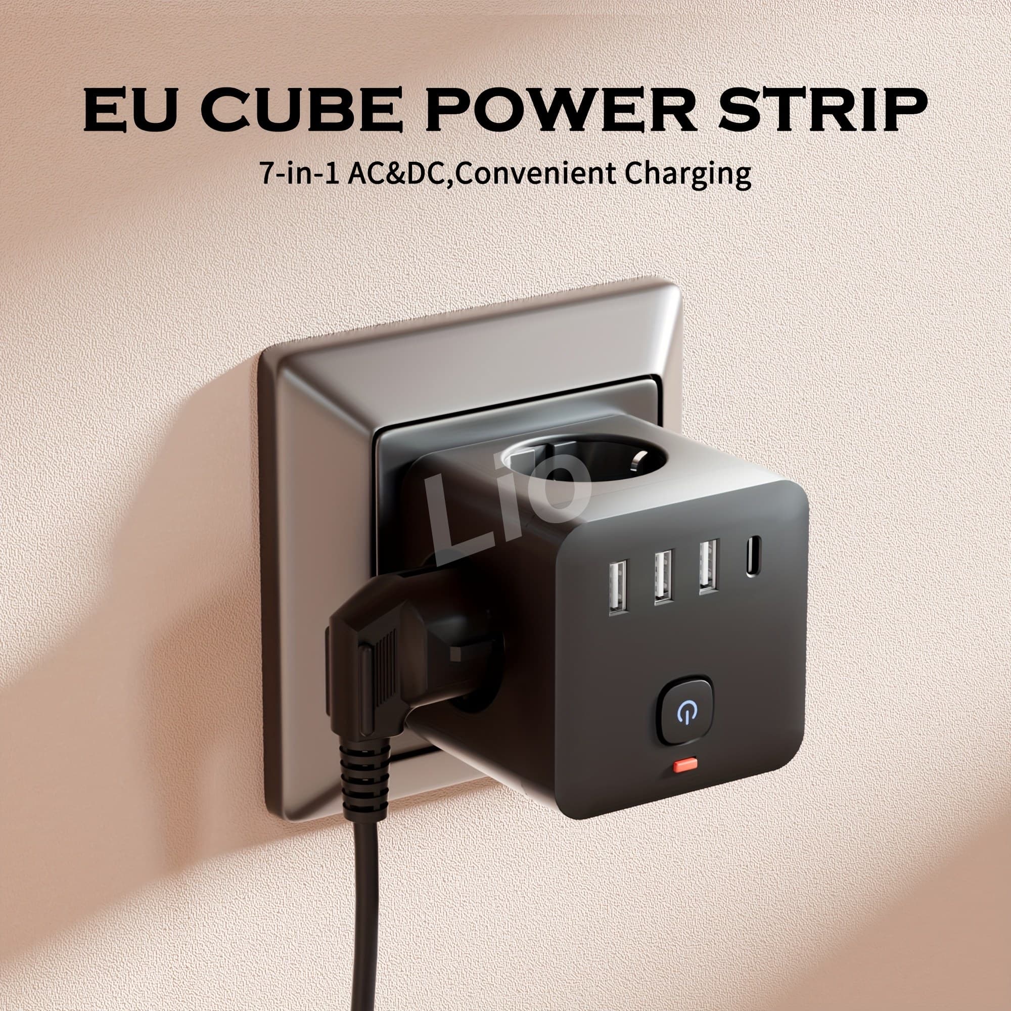 7-in-1 Convertible Power Strip with 3 AC Outlets and 3 USB Ports