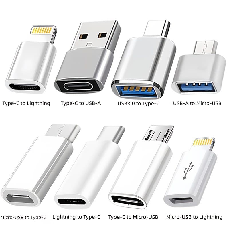 8-ნაწილიანი USB Type-C ადაპტერთა ნაკრები (USB-C, Lightning, Micro USB) — 6