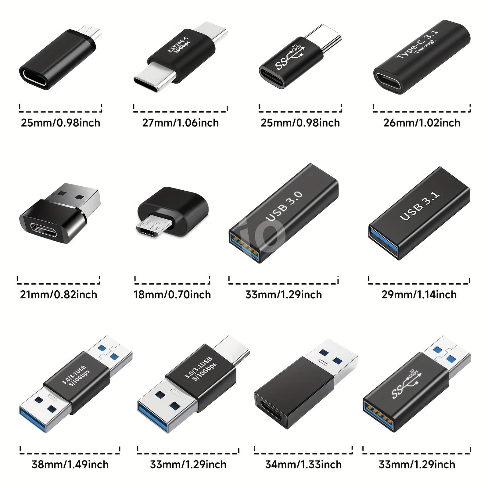 8-ნაწილიანი USB Type-C ადაპტერთა ნაკრები (USB-C, Lightning, Micro USB) — 13